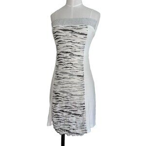 IN JOY CLOTHING Tube Dress Mini Club Party White Zebra Rhinestone Y2K NWOT Sz S